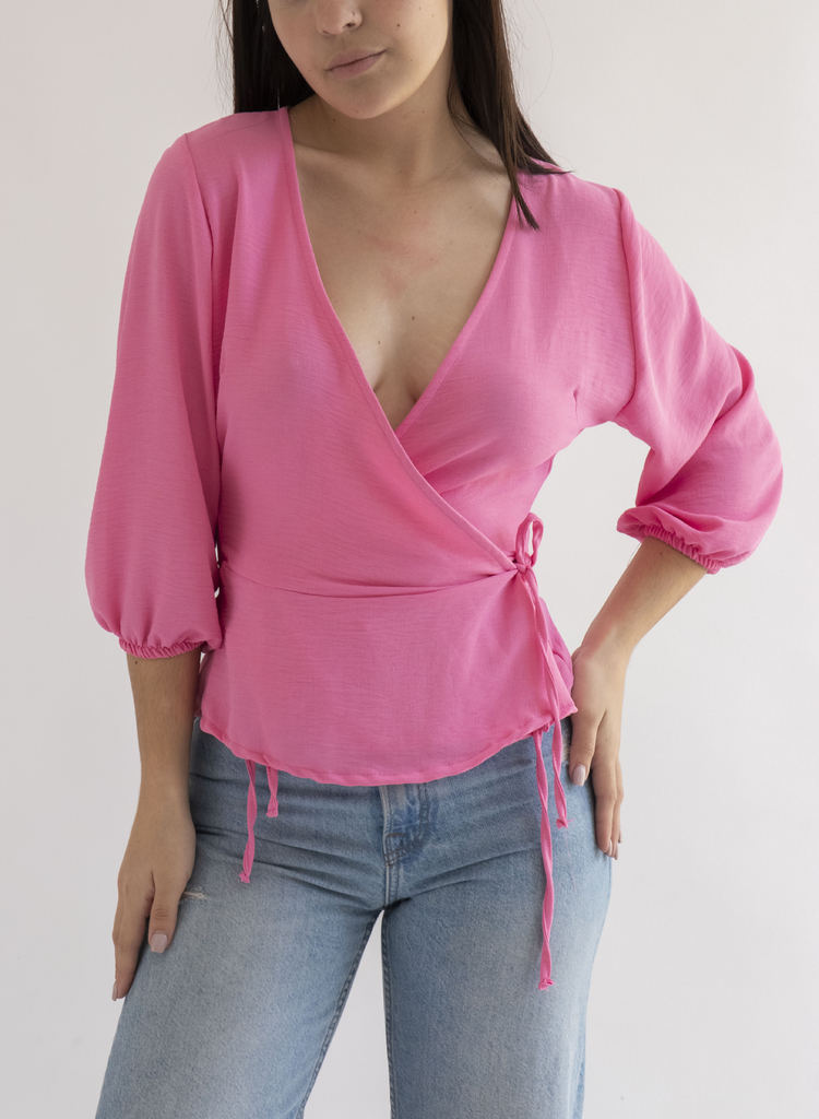 Blusa Lino Cruzada - Crudo — LA OPERA