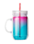 Copo plástico com canudo 600ml - degradê rosa e azul