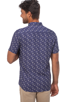 CAMISA ESTAMPADA FLORES AZUL E BRANCA - Dístico