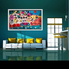 Quadro Fusca Azul Pintura sob Tela 90x50 - comprar online
