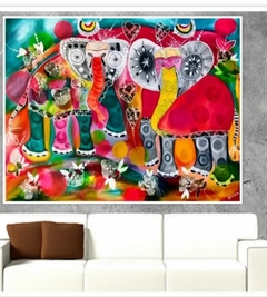 Os Elefantes pintura acrílica - comprar online