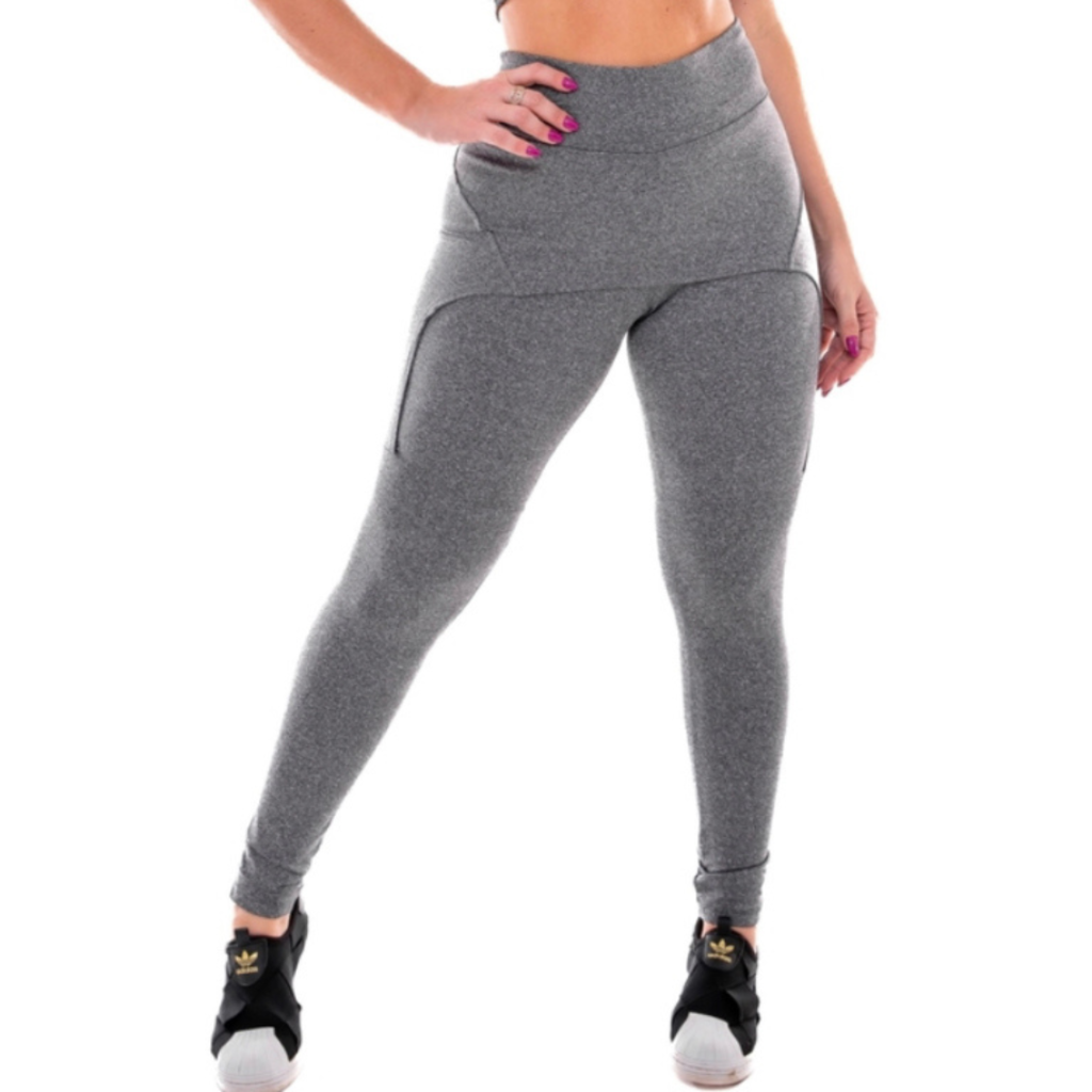 Legging Recortes Com Saia Tapa Bumbum - Cinza