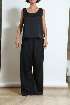 Pantalón Mila negro seda - comprar online