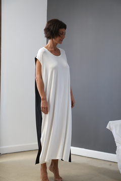 Vestido Katia Combinado Negro y Off White - comprar online