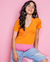 Camiseta Gola V Bicolor - Laranja Vibrante com Rosa Chiclete - comprar online