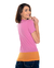 Camiseta Gola V Bicolor - Rosa Chiclete com Laranja Vibrante