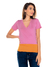 Imagem do Camiseta Gola V Bicolor - Rosa Chiclete com Laranja Vibrante