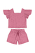 Conjunto Blusa+ Shorts em Tecido Laise de Verão Infantil Quimby- 4 ao 8