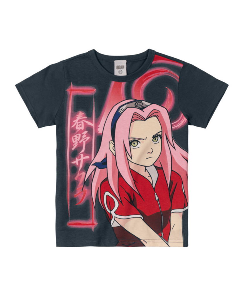 Blusa Feminina Estampada Manga Curta Naruto