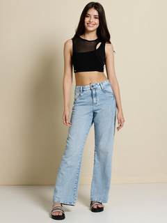 Calça Jeans Wide Leg Blue Stone Poah Noah