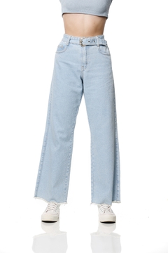 Calça Jeans Teen Wide Leg com Cinto Poah Noah