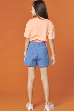 Shorts Jeans Com Elastano Cintura Alta Vic&Vicky - Bailala