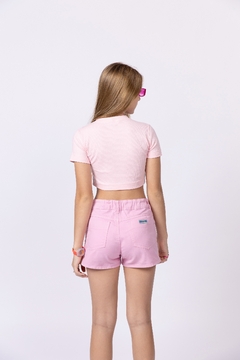 Blusa Cropped Teen em Malha Canelada Twoin Lilás - comprar online