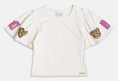 Blusa Infantil com Estampa nas Mangas de Onça Momi