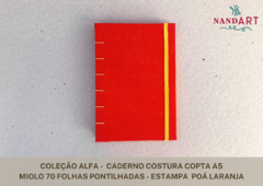 CADERNO COSTURA COPTA A5 - COLEÇÃO ALFA - PRONTA ENTREGA - Nandart