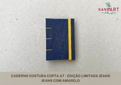 CADERNO COSTURA COPTA A7 - EDIÇÃO LIMITADA JEANS - PRONTA ENTREGA - Nandart