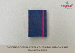 CADERNO COSTURA COPTA A7 - EDIÇÃO LIMITADA JEANS - PRONTA ENTREGA