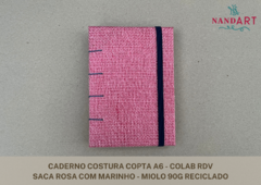 CADERNO COSTURA COPTA A6 - COLAB RDV - PRONTA ENTREGA - Nandart