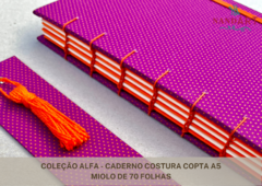 CADERNO COSTURA COPTA A5 - 70 FOLHAS - COLEÇÃO ALFA