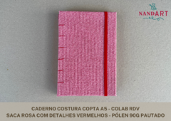 CADERNO COSTURA COPTA A5 - COLAB RDV - PRONTA ENTREGA - Nandart