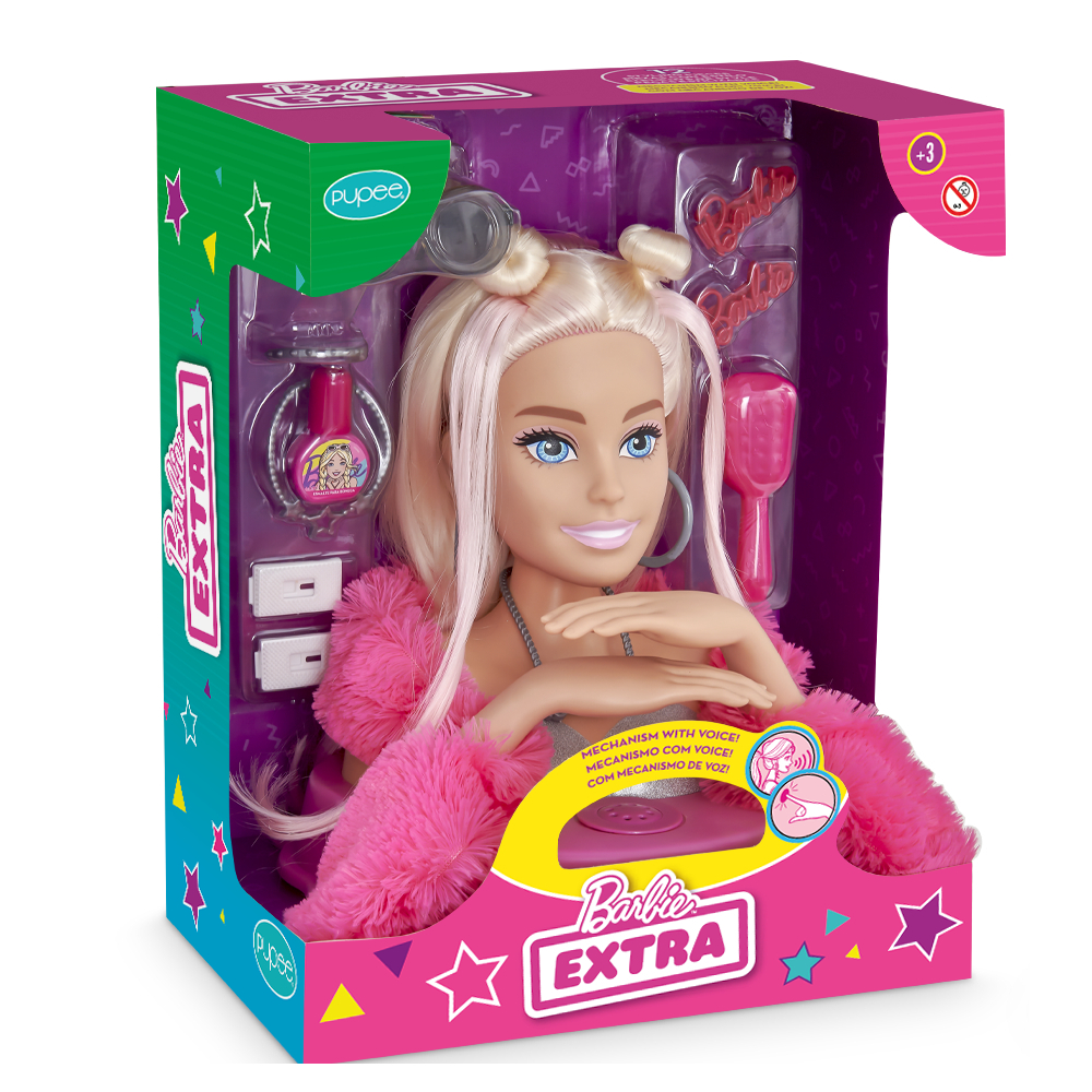 Boneca Barbie Styling Head Faces Busto Barbie Acessórios E