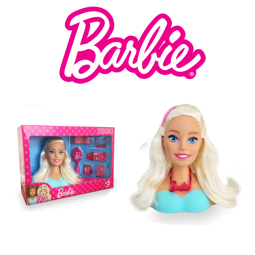 Boneca Barbie Maquiar E Pentear Busto 3 Acessorios - Pupee