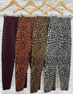 Calça tricot animal print marrom - comprar online