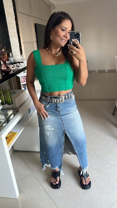 Cropped tricot bandagem verde bandeira