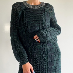 Vestido de Lã Verde e Preto - loja online