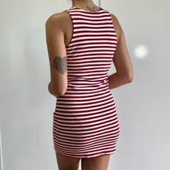 Vestido Listras com Vermelho - comprar online