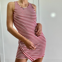 Vestido Listras com Vermelho na internet