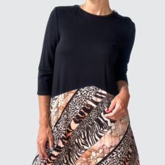 Vestido Midi Animal Print - Zara - Fridaria Second Hand Store