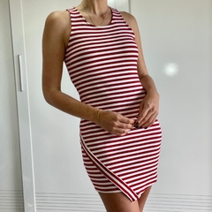 Vestido Listras com Vermelho