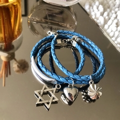 Conjunto de Pulseiras Azul Coração