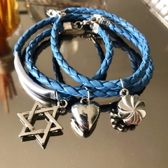 Conjunto de Pulseiras Azul Coração - comprar online