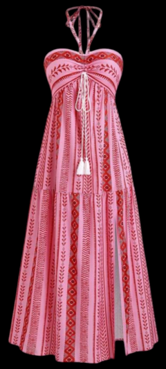 Vestido longo Rosa com amarrações