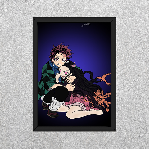 Quadro Demon Slayer Tanjiro e Nezuko