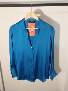 CAMISA AZUL SEDA ZARA S