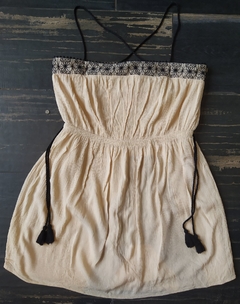 VESTIDO BEIGE Y NEGRO ZARA M