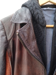 CAMPERA CUERO MARRON CON TEJIDO S - comprar online