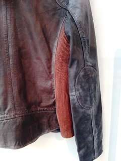 CAMPERA CUERO MARRON CON TEJIDO S - Zwap