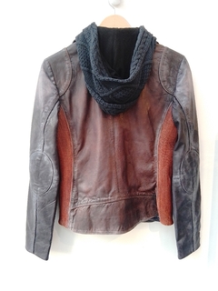 CAMPERA CUERO MARRON CON TEJIDO S en internet