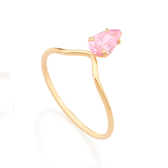 Anillo laminado en oro 18k con piedra. - comprar online