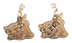 Aros colgantes gatitos con cristal laminado oro 18k - Romminox