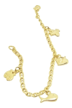 Pulsera laminada en oro 18k "amarillo" con dijes combinados. - comprar online