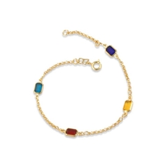 Pulsera Eslabon Mini Rolo con Piedras Coloridas Laminada En Oro 18k Rommanel - comprar online