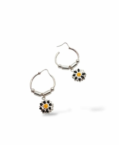 Aros Argolla De Plata 925 Con Dije Girasol Colgante - comprar online