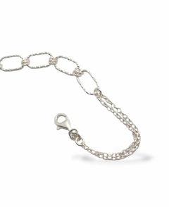 Pulsera De Plata 925 Con Eslabones Cuadrados Labrados 19cm - comprar online