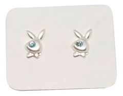 Aros conejo playboy cristal laminado plata 925 - Romminox