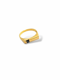 Anillo Oro 18k Laminado Hombre/Mujer Piedra Cristal Austriaco Azabache - comprar online